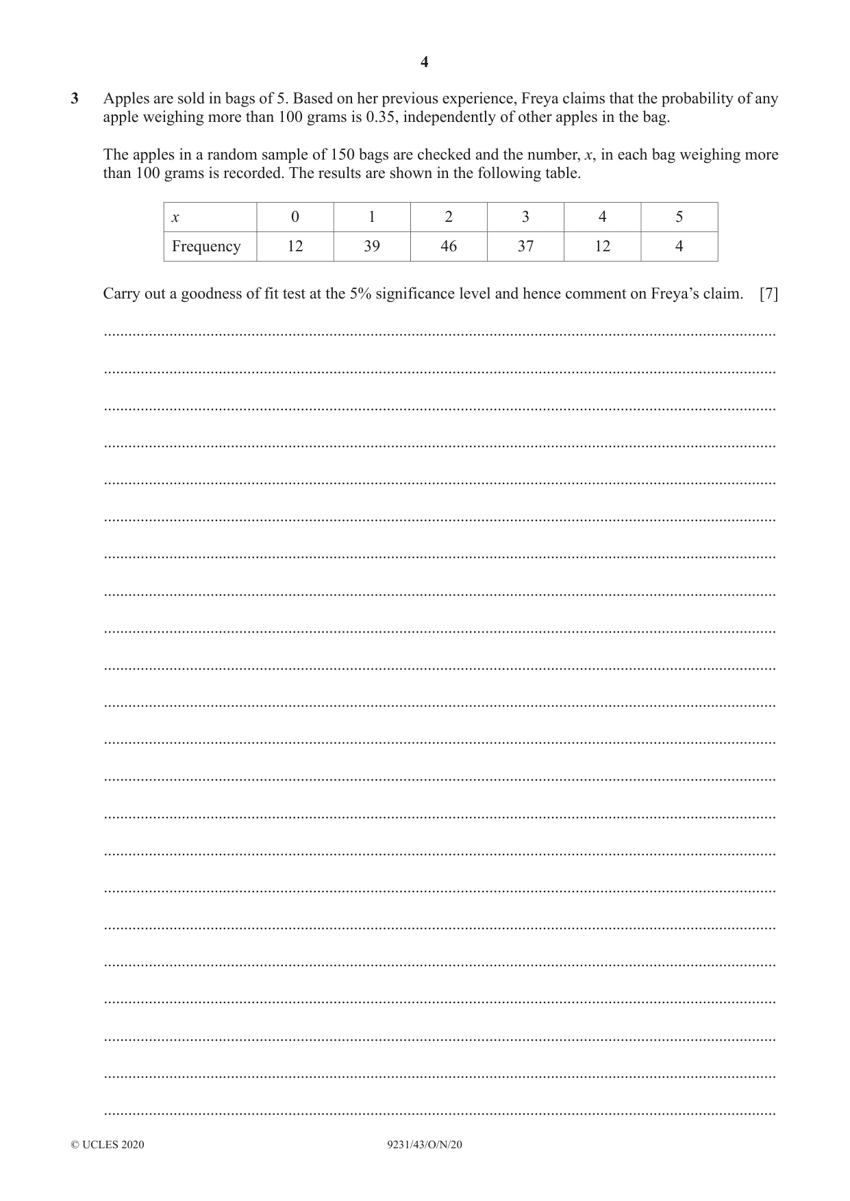 Cambridge A Level Mathematics - Further 9231 2020 Oct/Nov Paper 4 · Variant 3 question paper, page 4 of 12