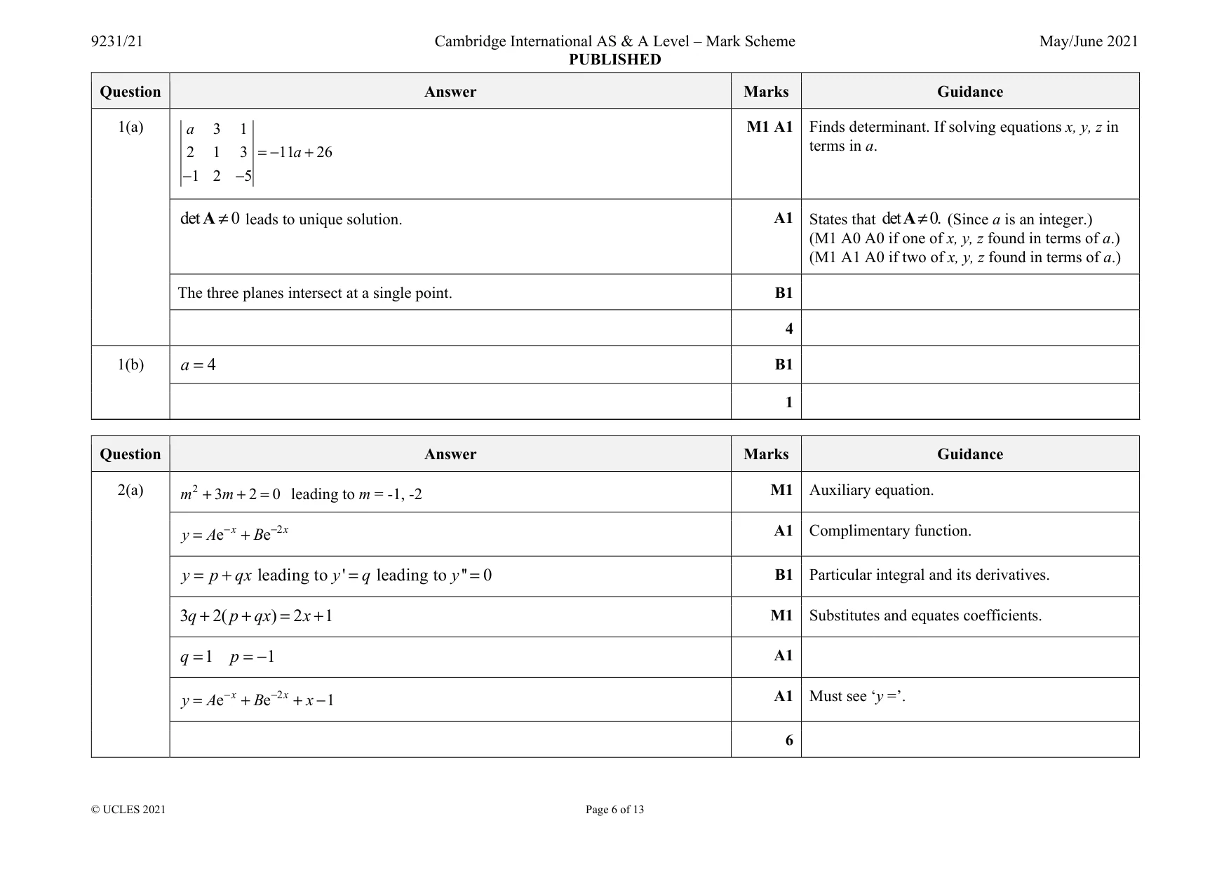 Mark scheme, page 6 of 13