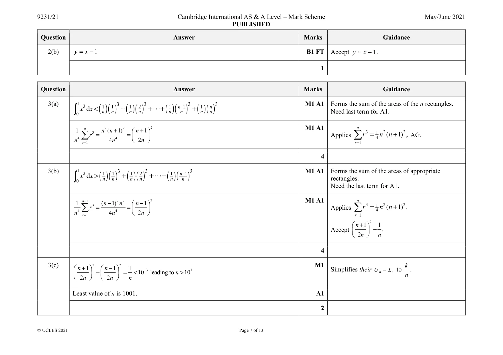 Mark scheme, page 7 of 13