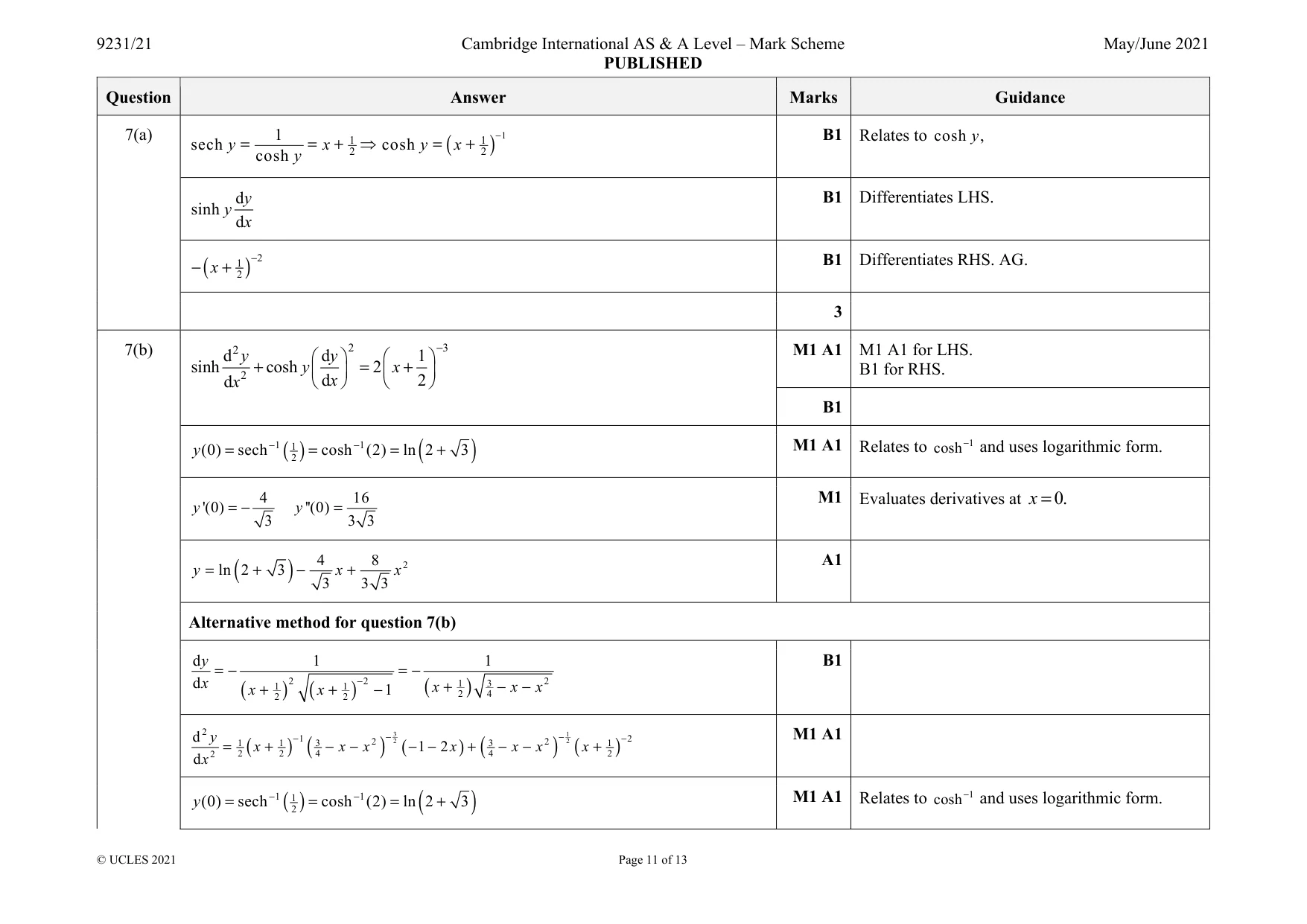 Mark scheme, page 11 of 13