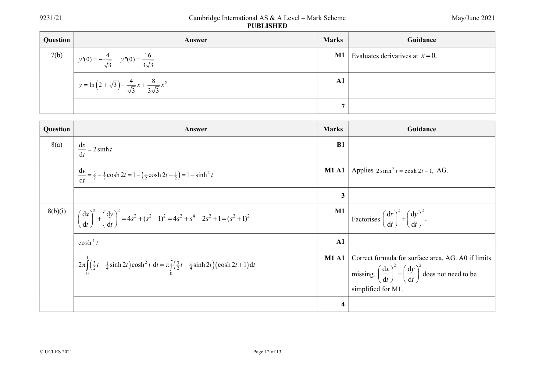 Mark scheme, page 12 of 13