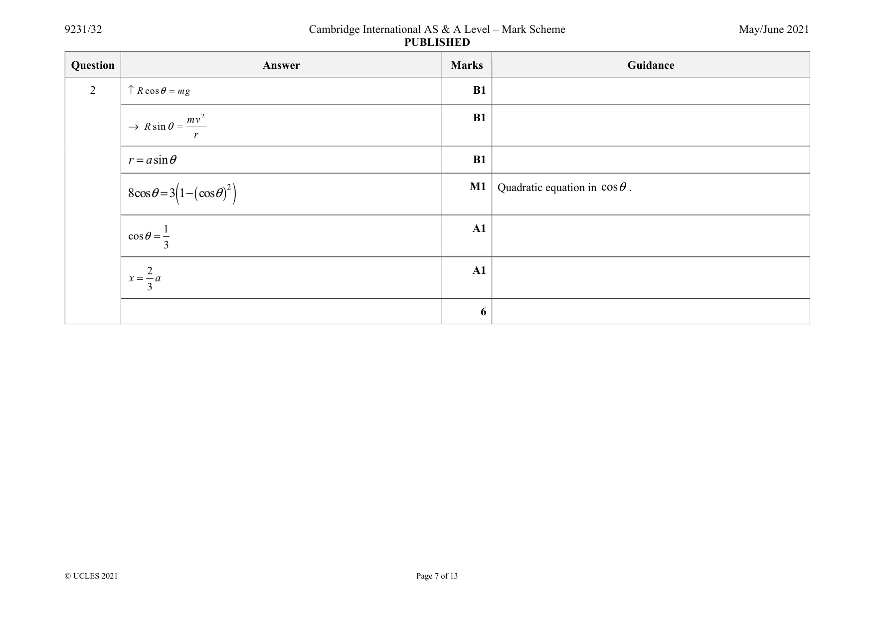 Mark scheme, page 7 of 13