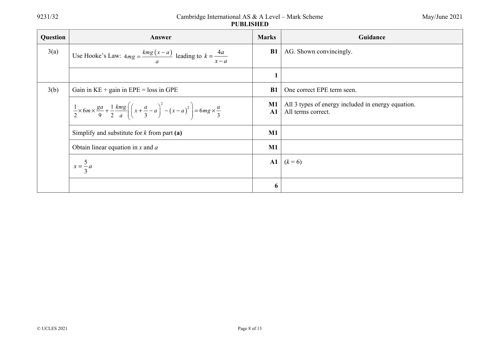 Mark scheme, page 8 of 13