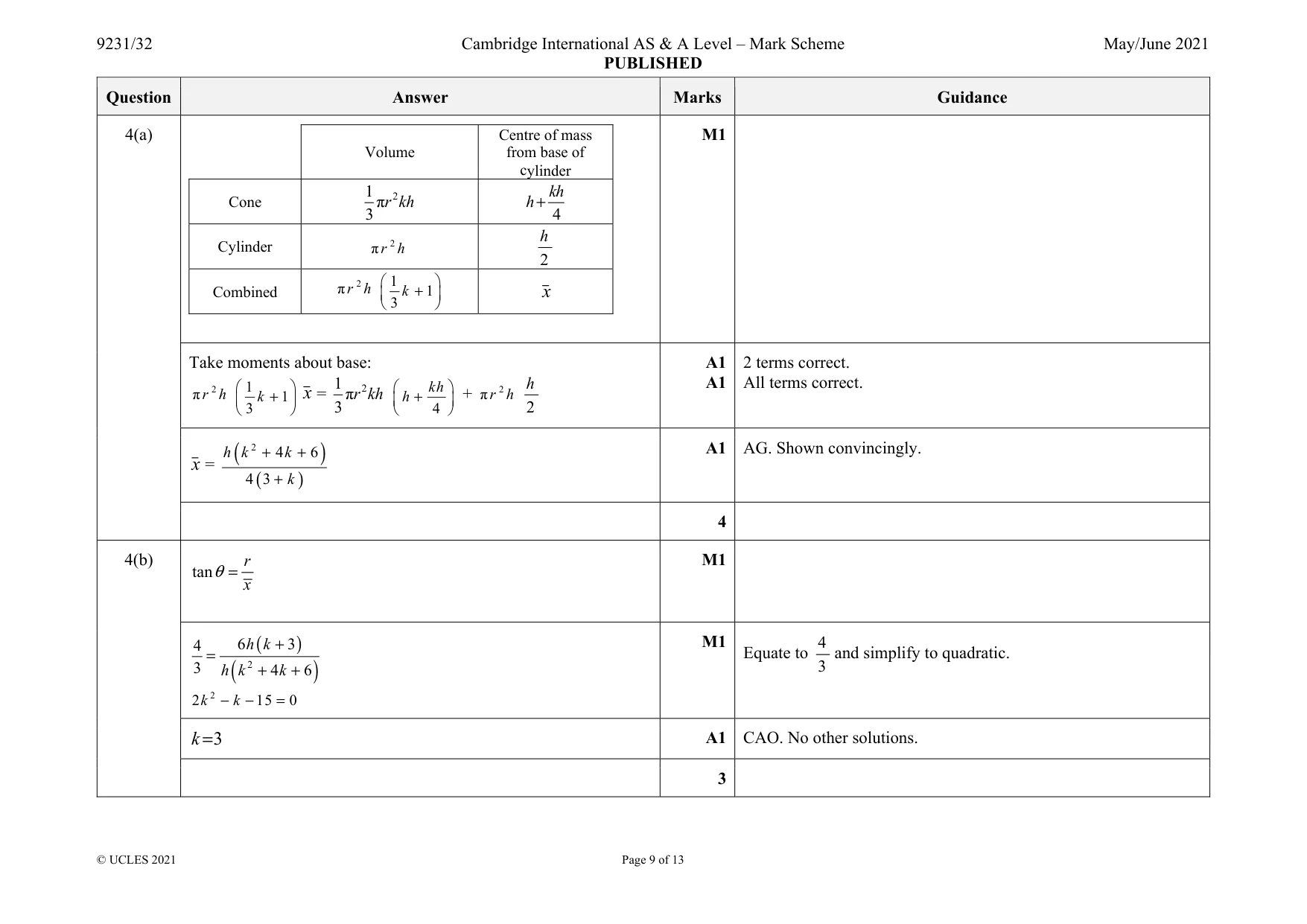 Mark scheme, page 9 of 13