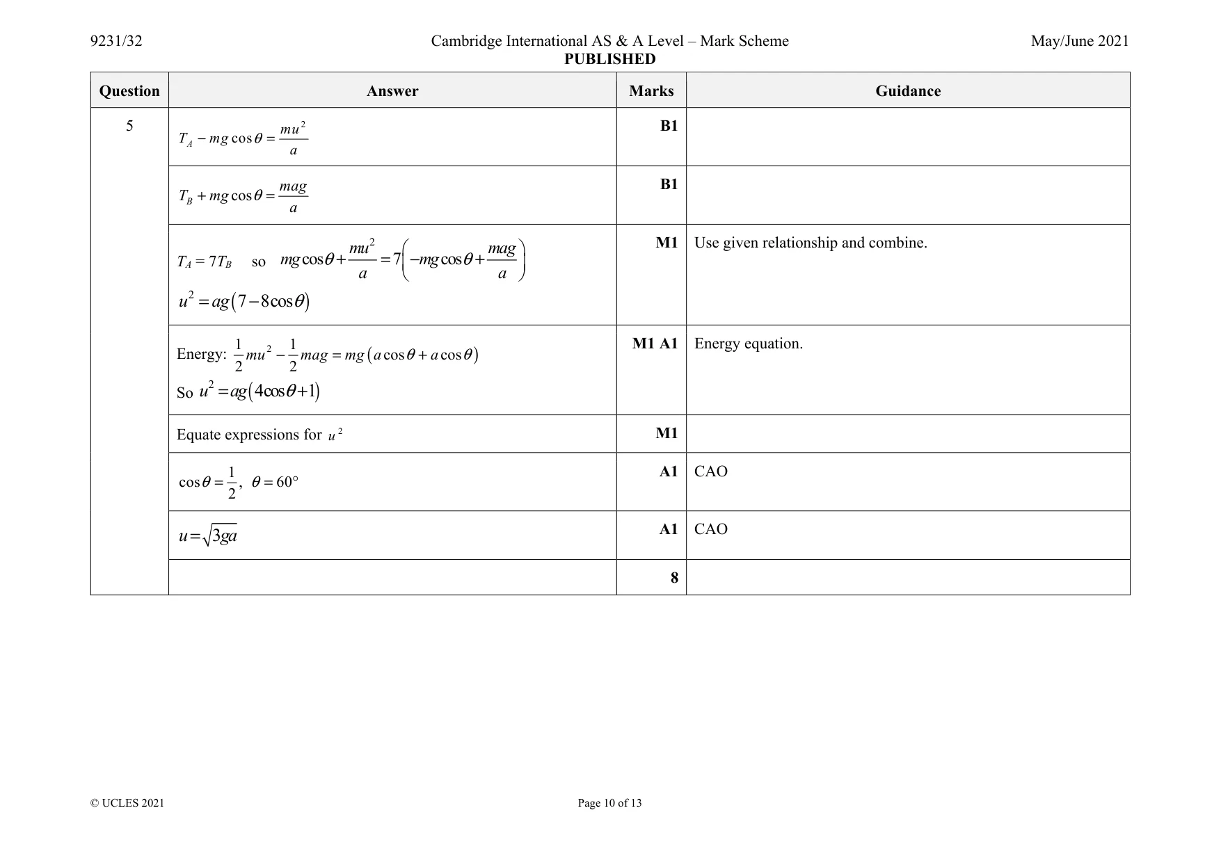 Mark scheme, page 10 of 13