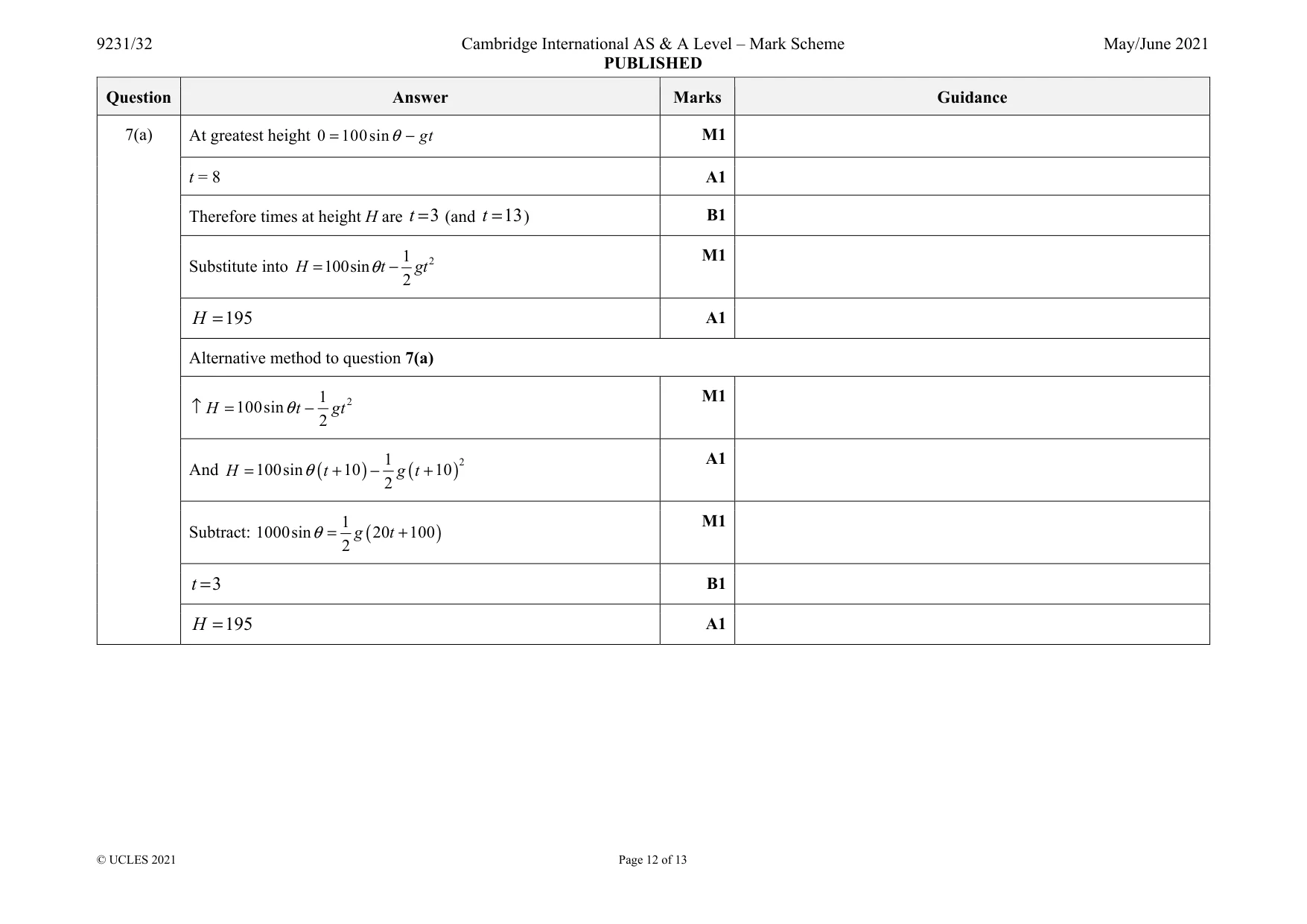 Mark scheme, page 12 of 13