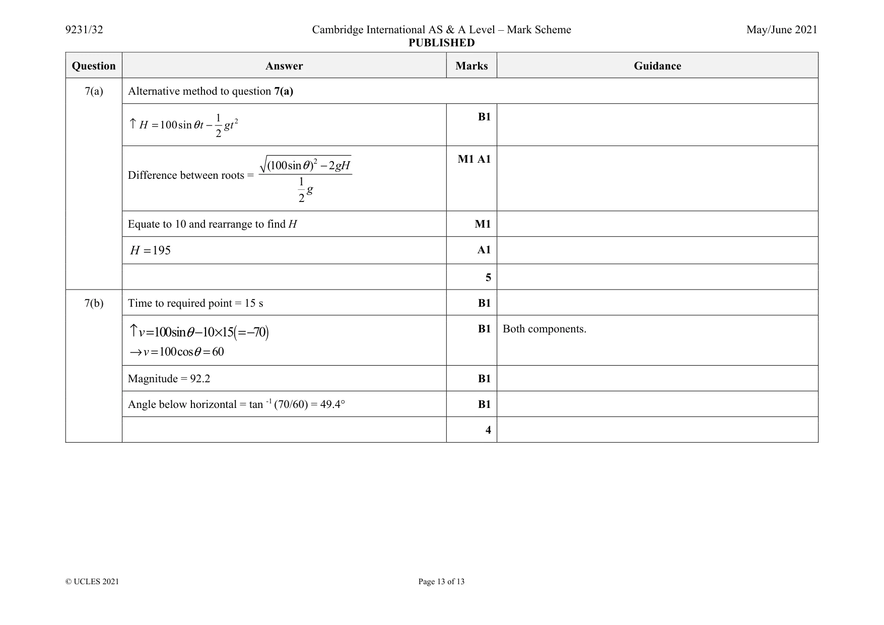 Mark scheme, page 13 of 13