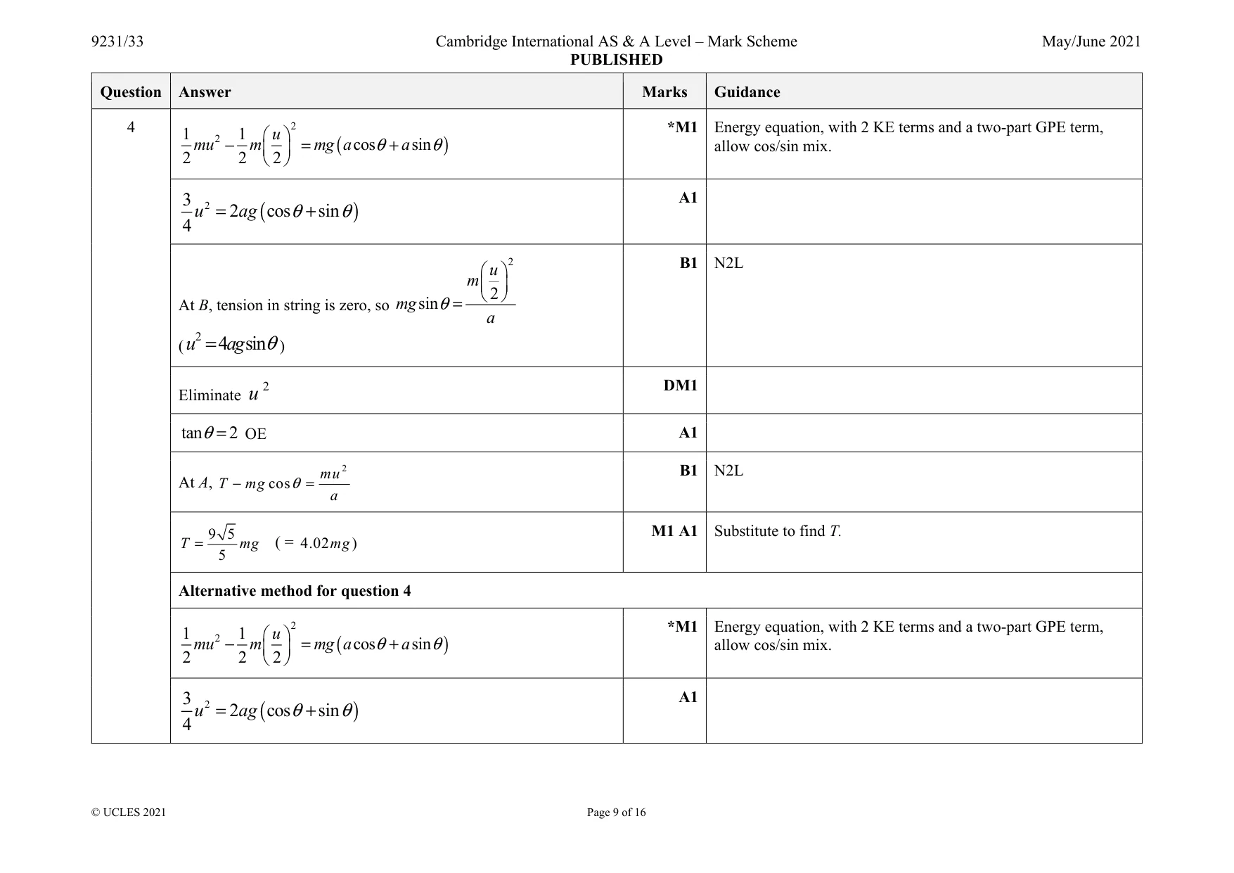 Mark scheme, page 9 of 16