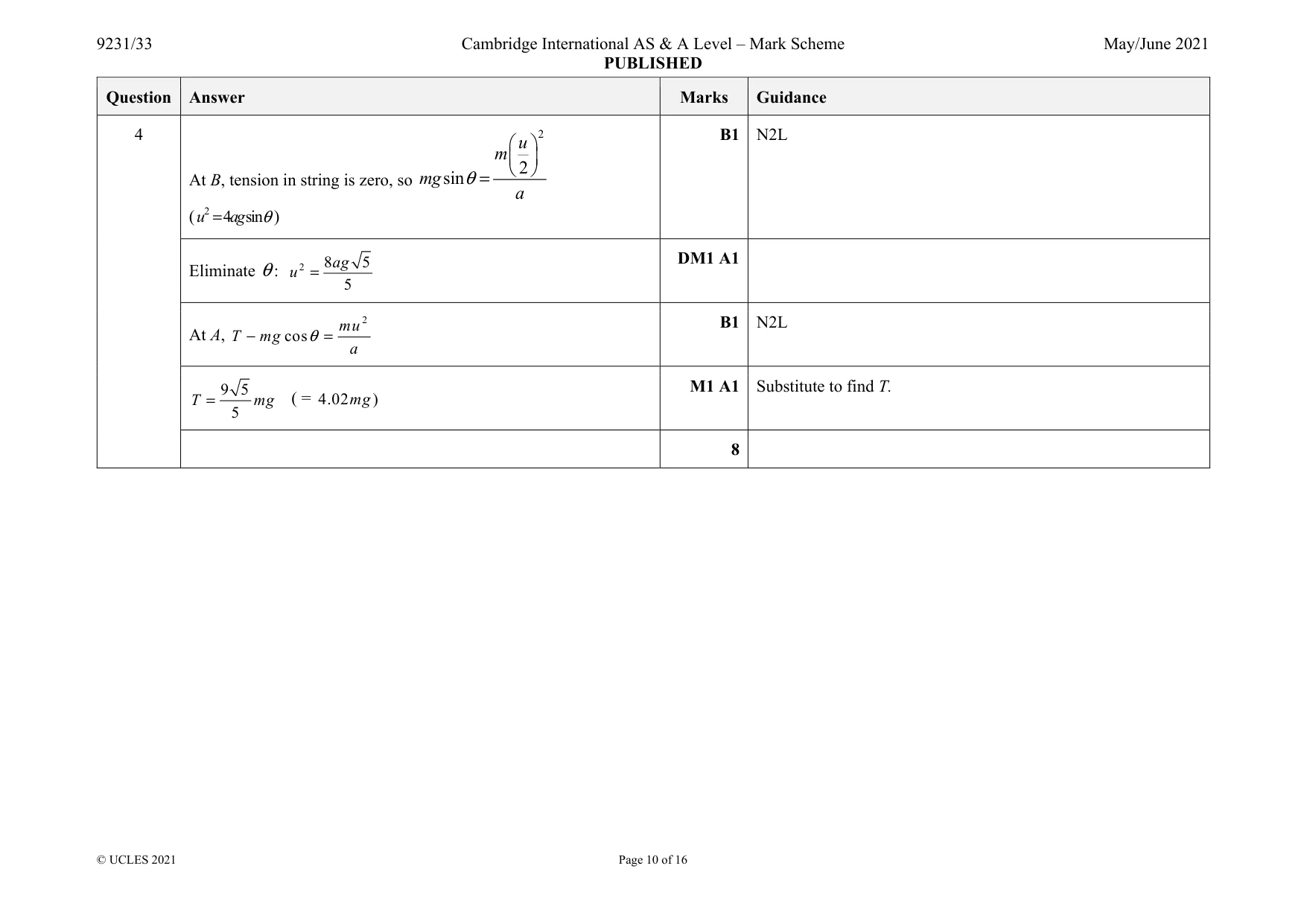 Mark scheme, page 10 of 16