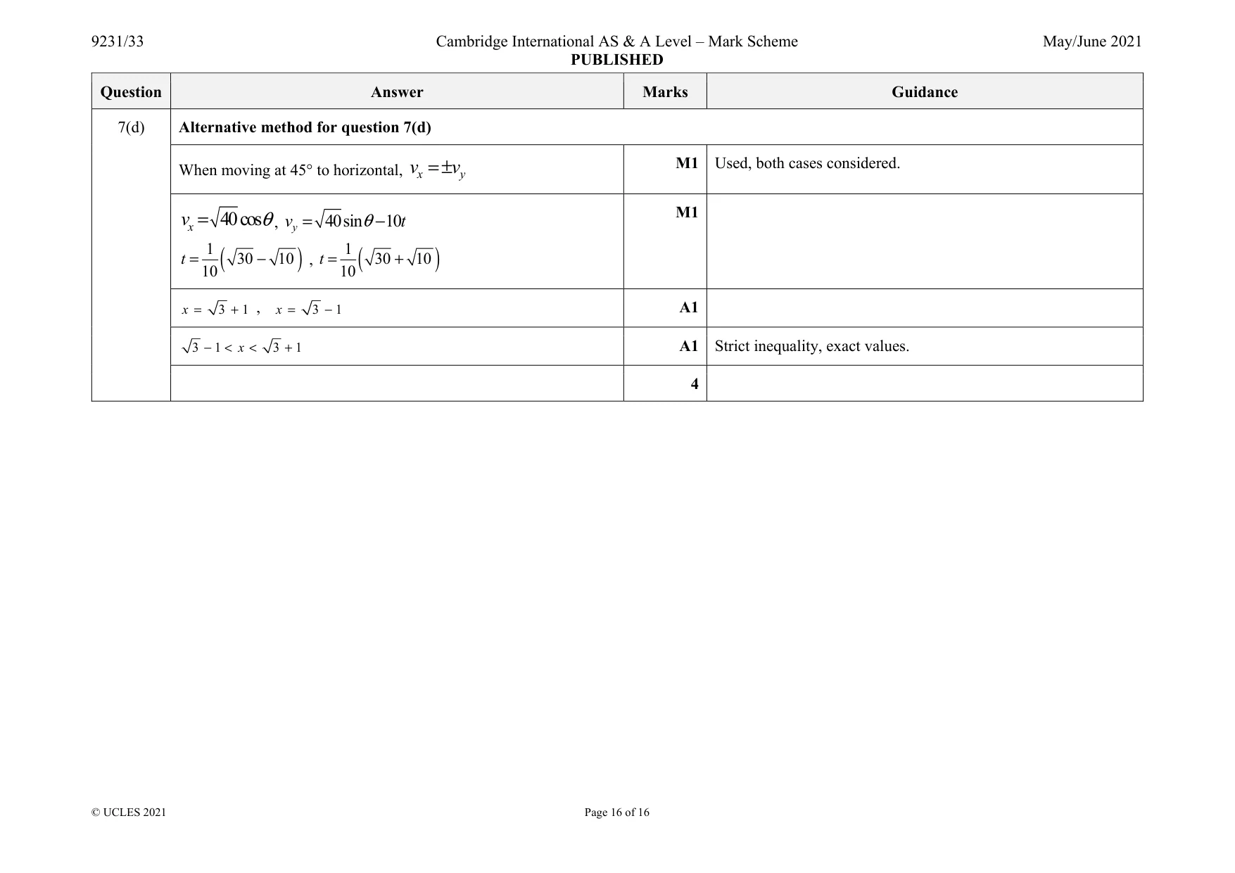 Mark scheme, page 16 of 16