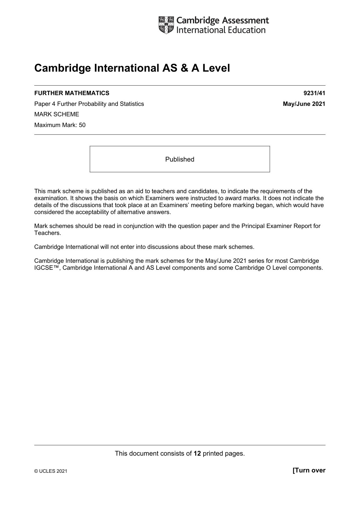 Mark scheme, page 1 of 12