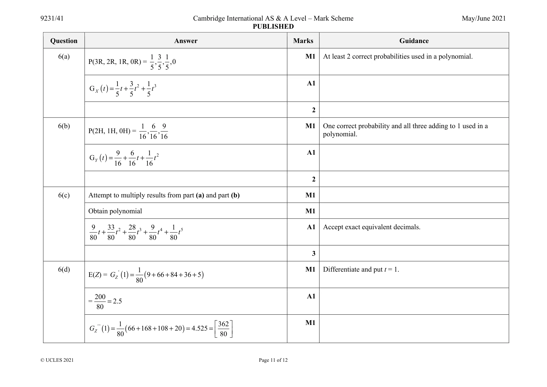 Mark scheme, page 11 of 12