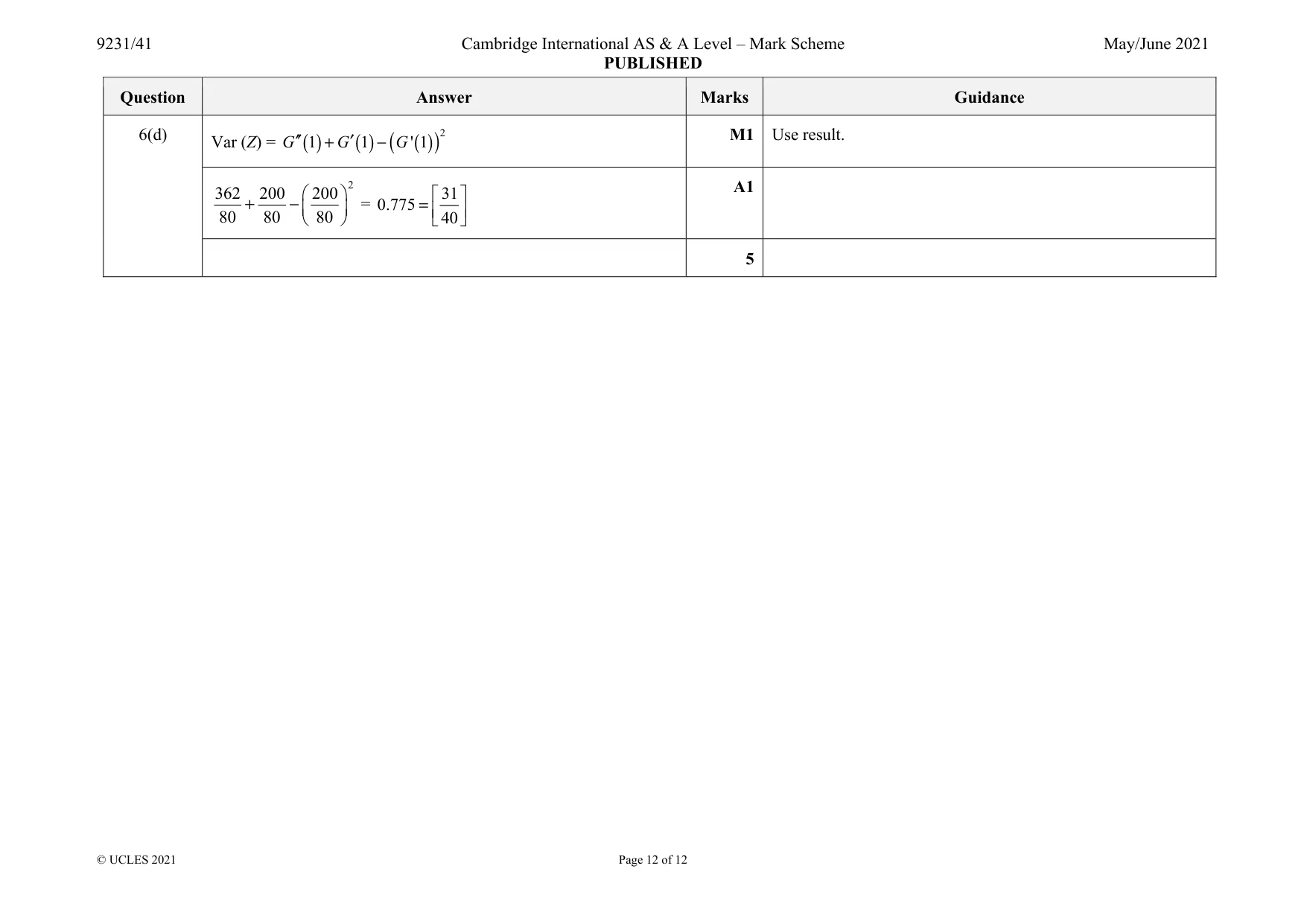 Mark scheme, page 12 of 12