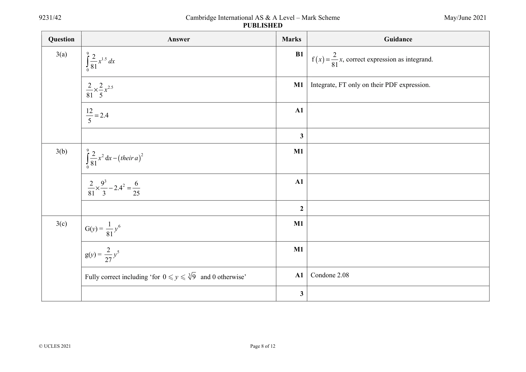 Mark scheme, page 8 of 12
