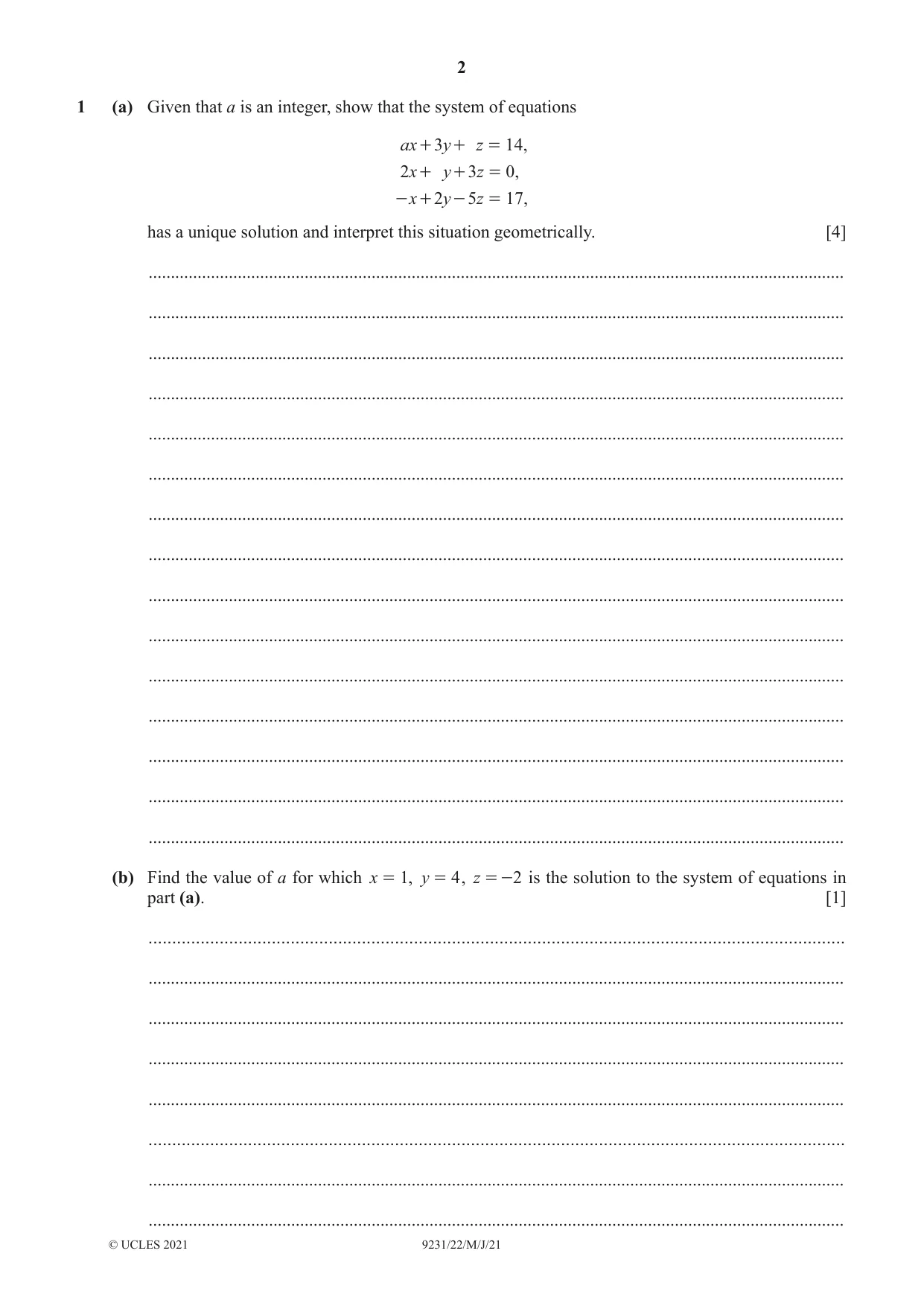 Cambridge A Level Mathematics - Further 9231 2021 May/June Paper 2 · Variant 2 question paper, page 2 of 16