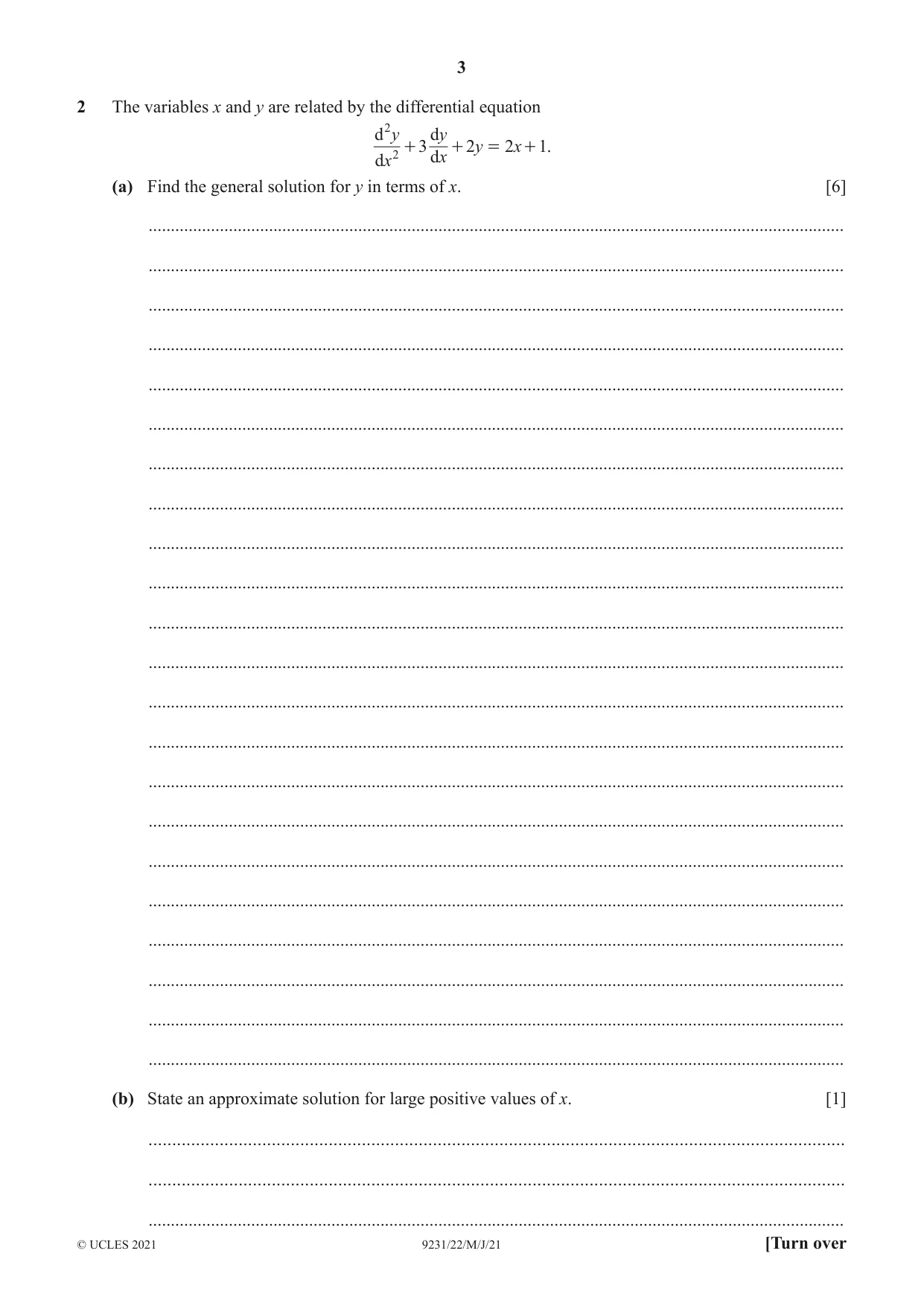 Cambridge A Level Mathematics - Further 9231 2021 May/June Paper 2 · Variant 2 question paper, page 3 of 16