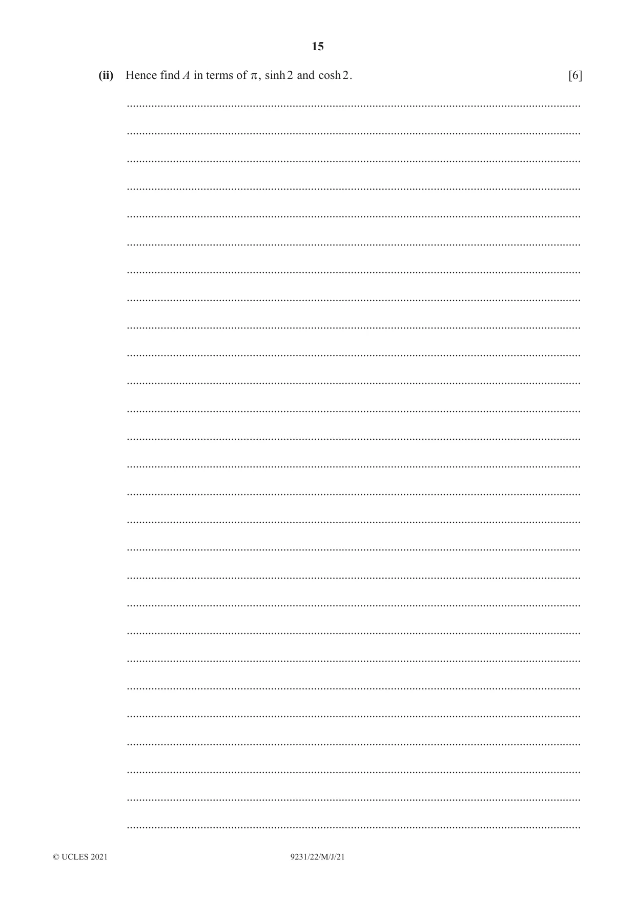 Cambridge A Level Mathematics - Further 9231 2021 May/June Paper 2 · Variant 2 question paper, page 15 of 16
