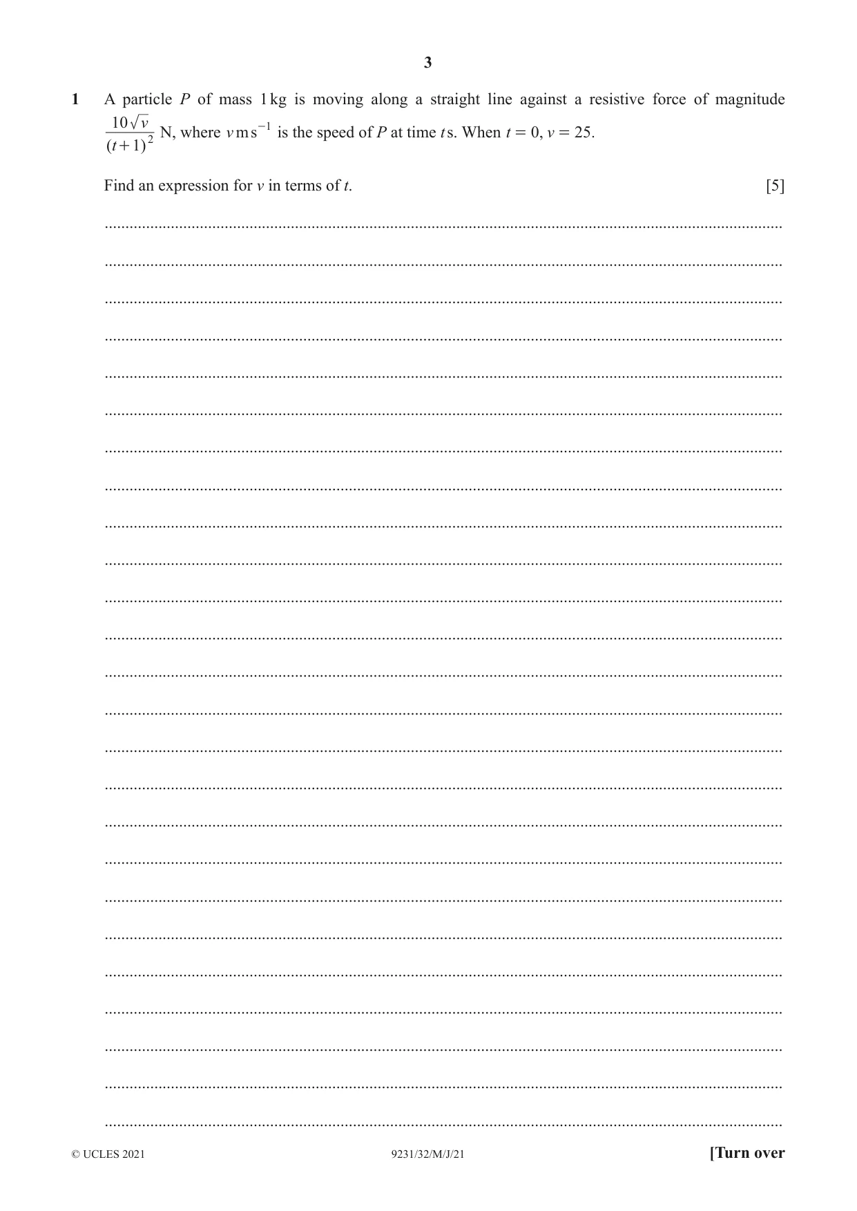 Cambridge A Level Mathematics - Further 9231 2021 May/June Paper 3 · Variant 2 question paper, page 3 of 16