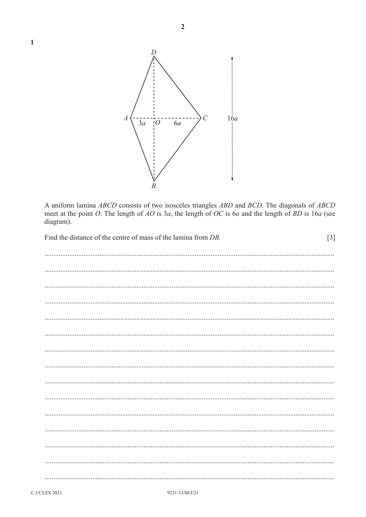 Cambridge A Level Mathematics - Further 9231 2021 May/June Paper 3 · Variant 3 question paper, page 2 of 16