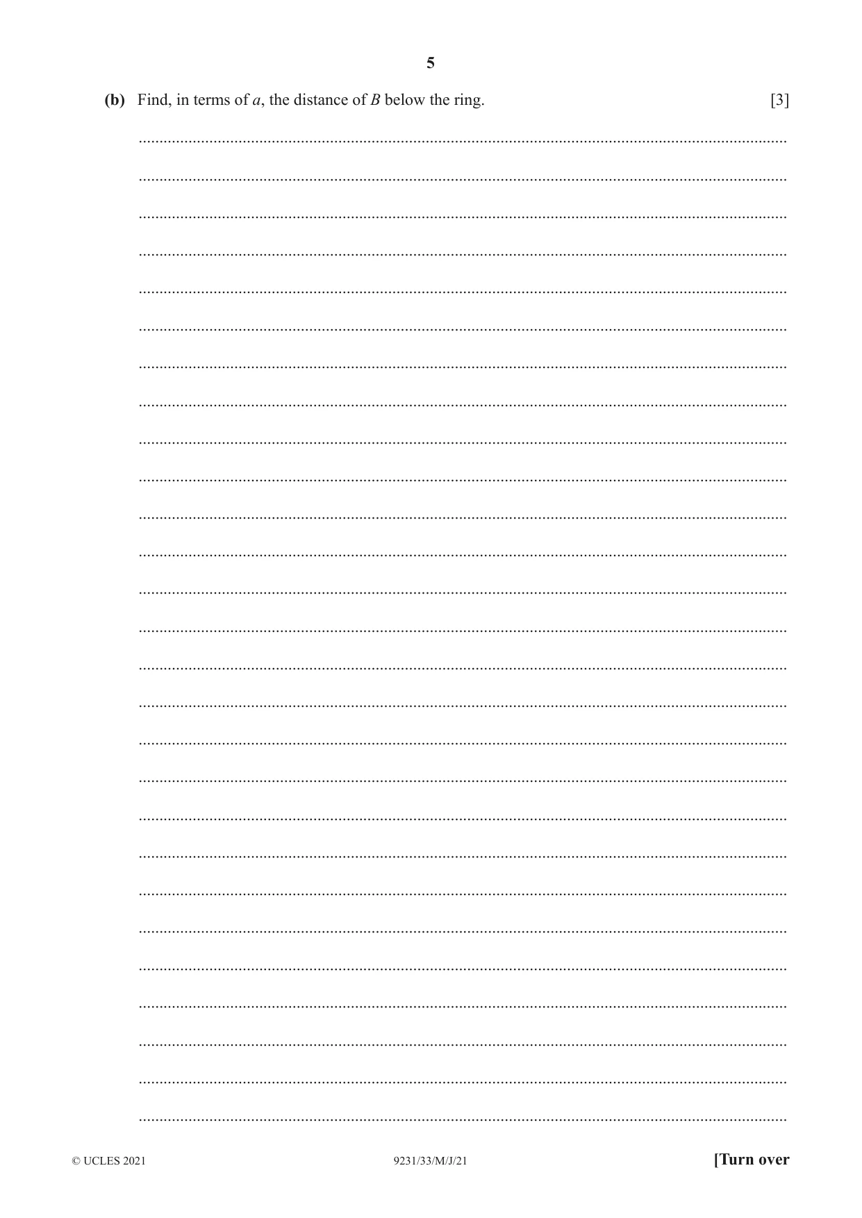 Cambridge A Level Mathematics - Further 9231 2021 May/June Paper 3 · Variant 3 question paper, page 5 of 16