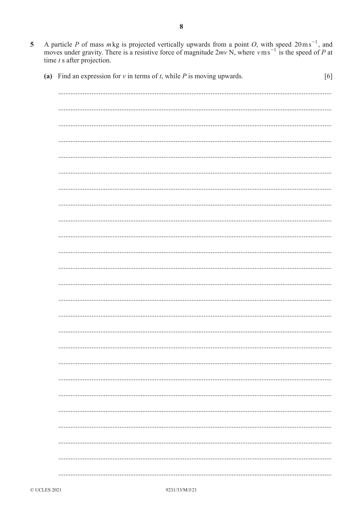 Cambridge A Level Mathematics - Further 9231 2021 May/June Paper 3 · Variant 3 question paper, page 8 of 16