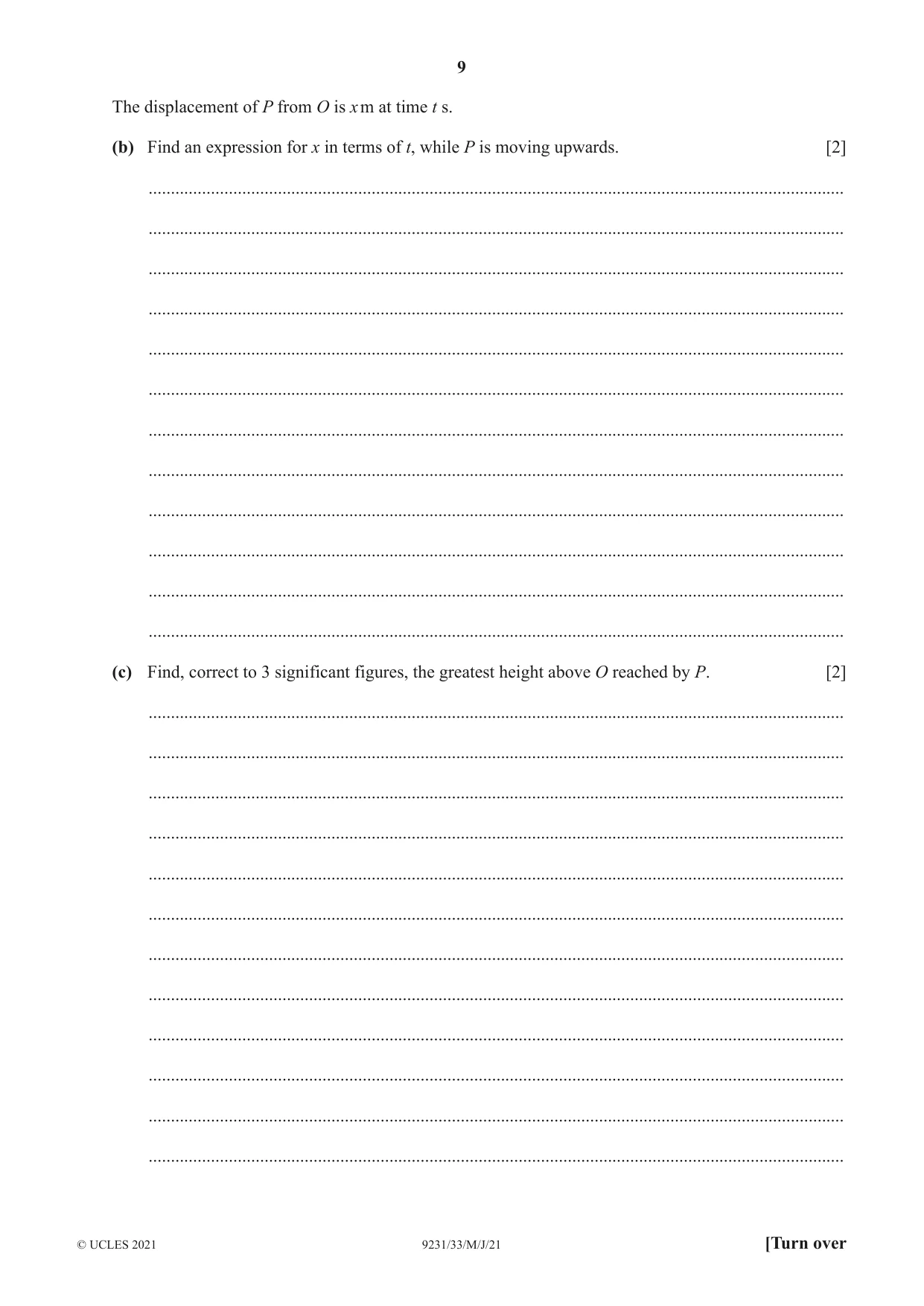 Cambridge A Level Mathematics - Further 9231 2021 May/June Paper 3 · Variant 3 question paper, page 9 of 16