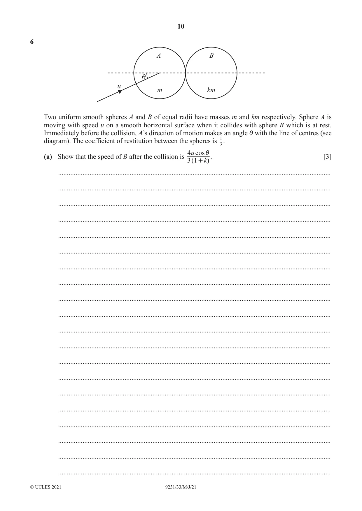 Cambridge A Level Mathematics - Further 9231 2021 May/June Paper 3 · Variant 3 question paper, page 10 of 16