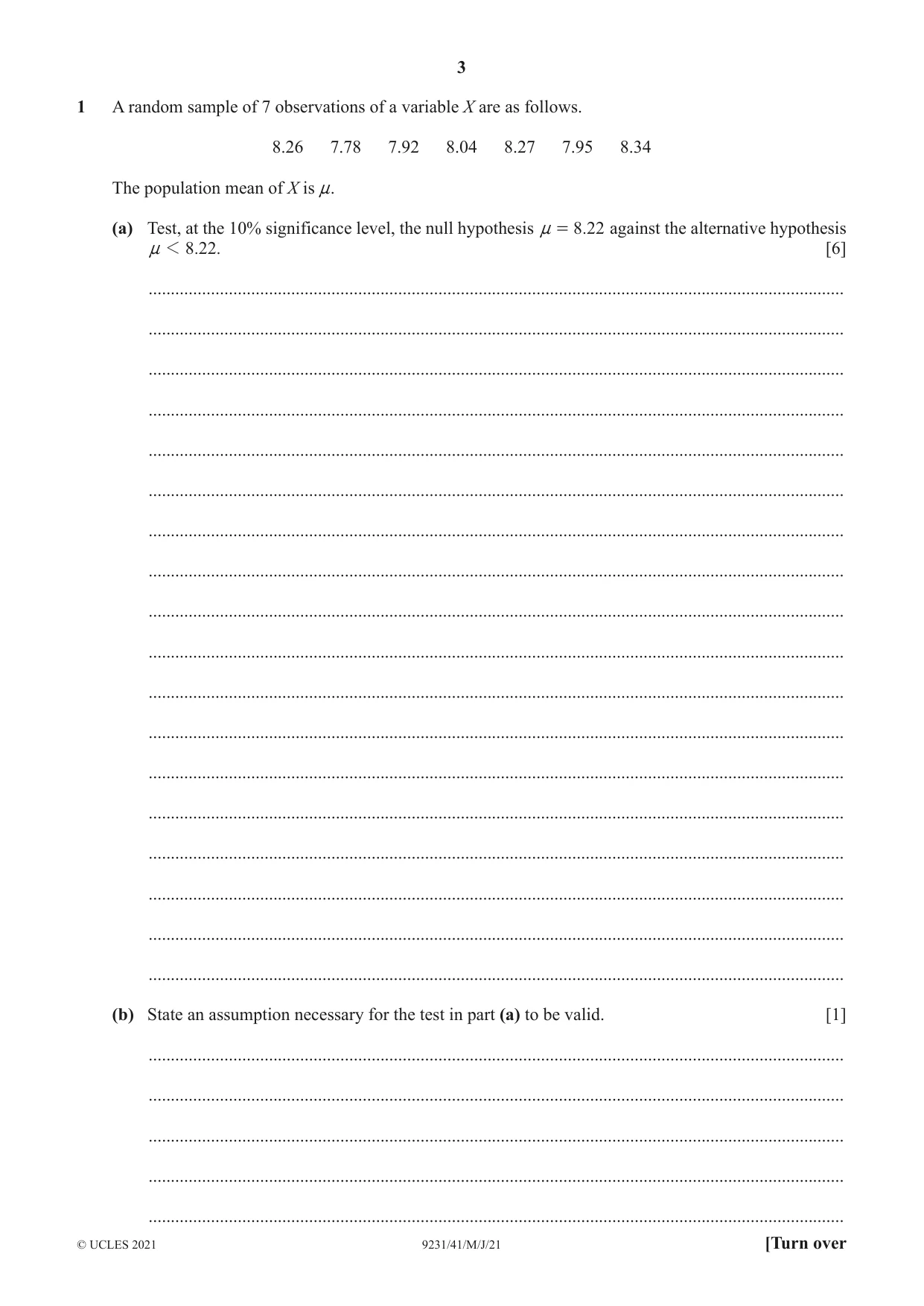 Cambridge A Level Mathematics - Further 9231 2021 May/June Paper 4 · Variant 1 question paper, page 3 of 16