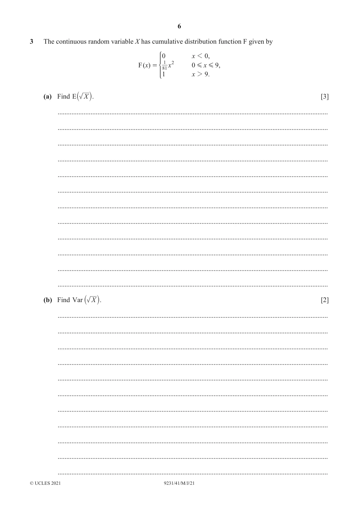 Cambridge A Level Mathematics - Further 9231 2021 May/June Paper 4 · Variant 1 question paper, page 6 of 16