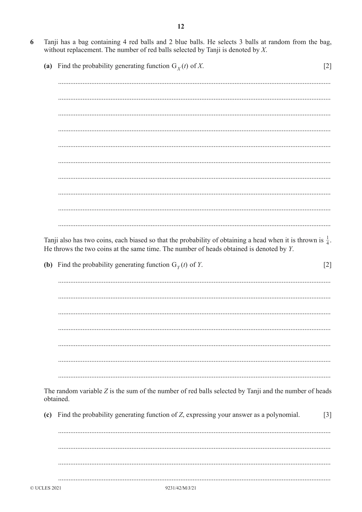 Cambridge A Level Mathematics - Further 9231 2021 May/June Paper 4 · Variant 2 question paper, page 12 of 16