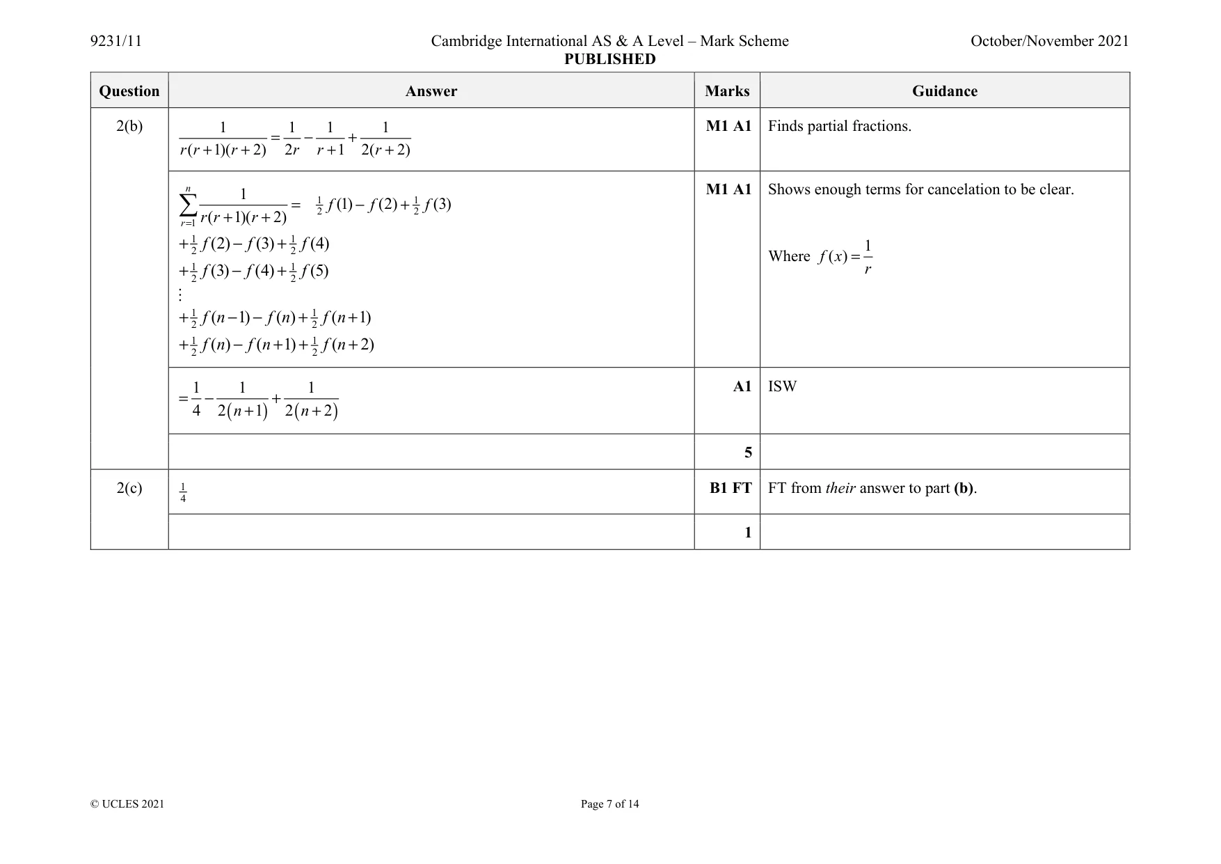 Mark scheme, page 7 of 14