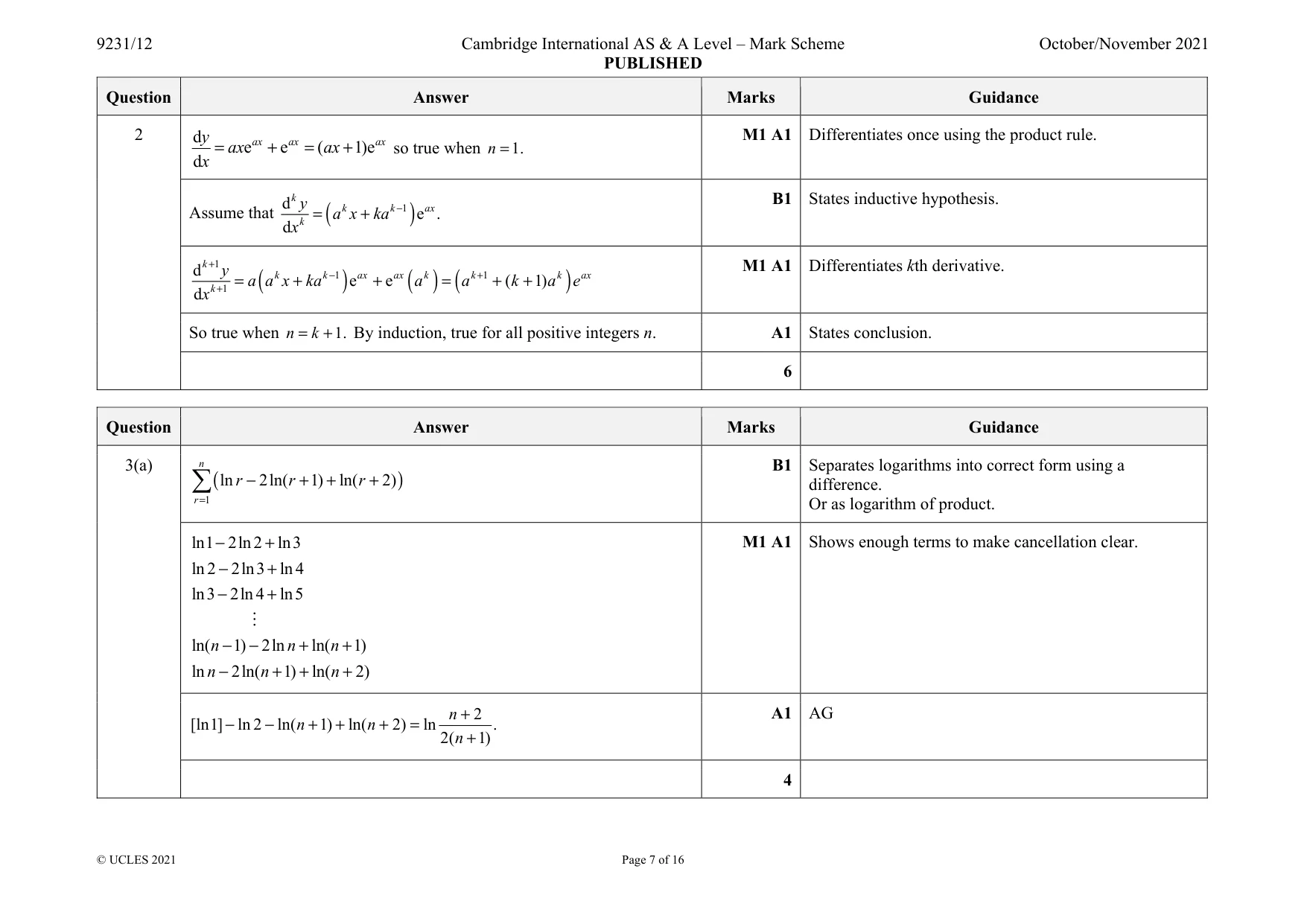 Mark scheme, page 7 of 16