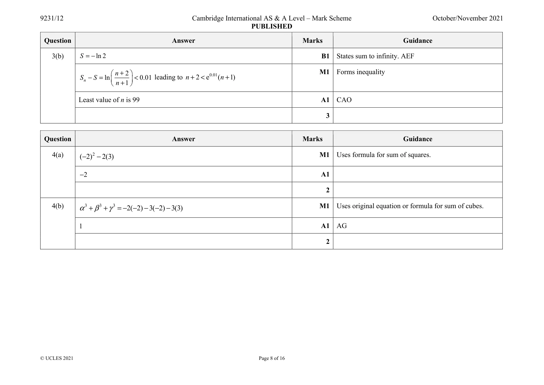 Mark scheme, page 8 of 16