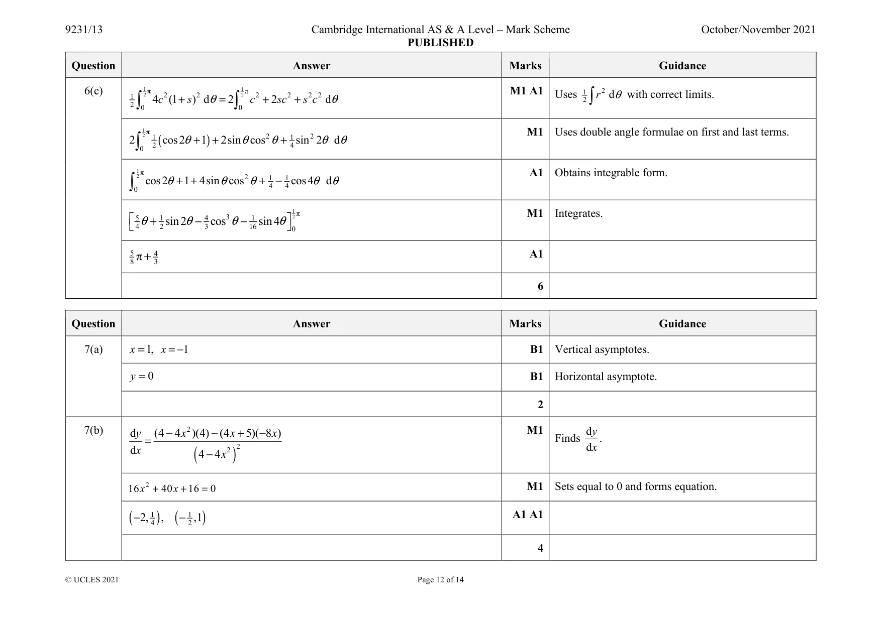 Mark scheme, page 12 of 14
