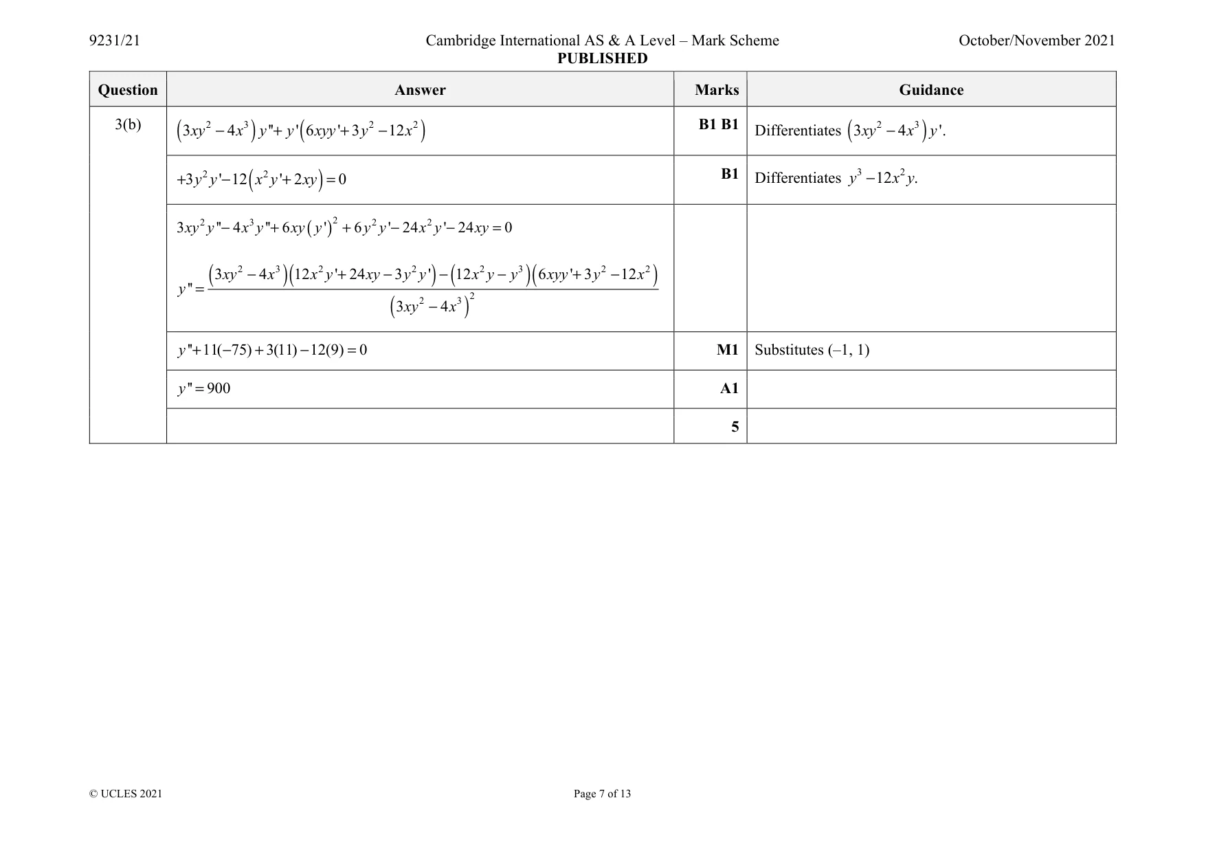 Mark scheme, page 7 of 13