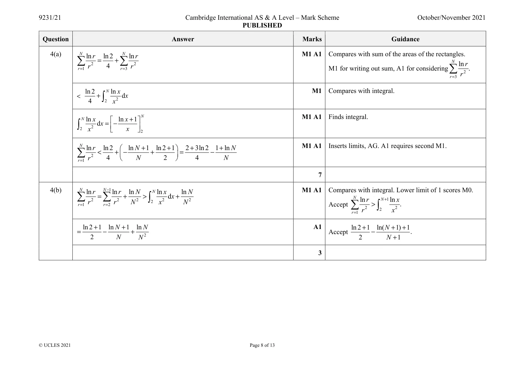 Mark scheme, page 8 of 13