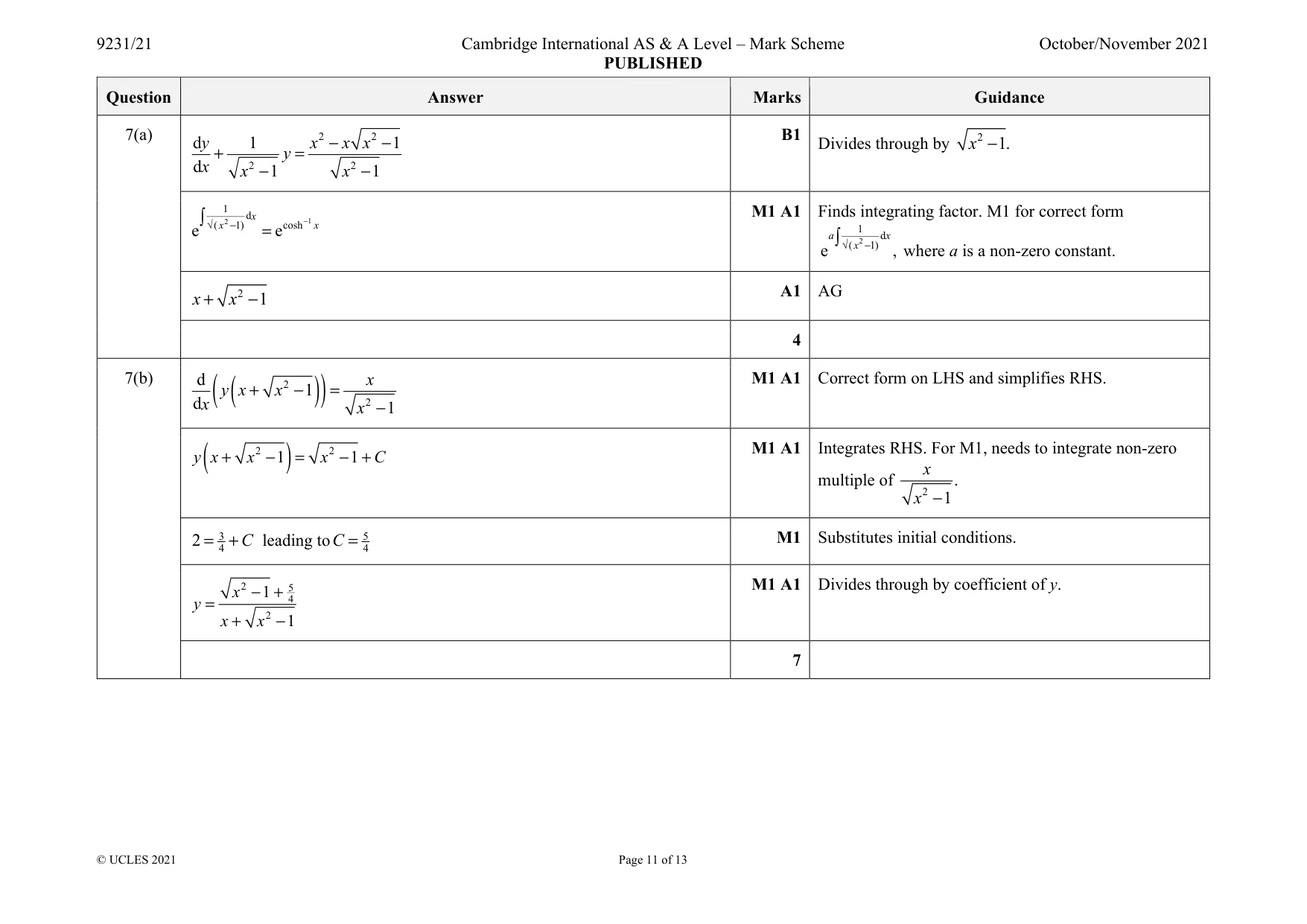 Mark scheme, page 11 of 13