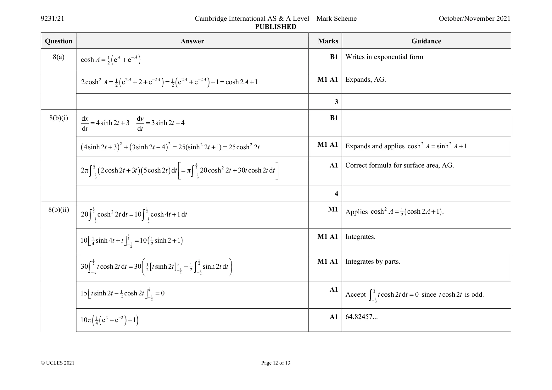 Mark scheme, page 12 of 13