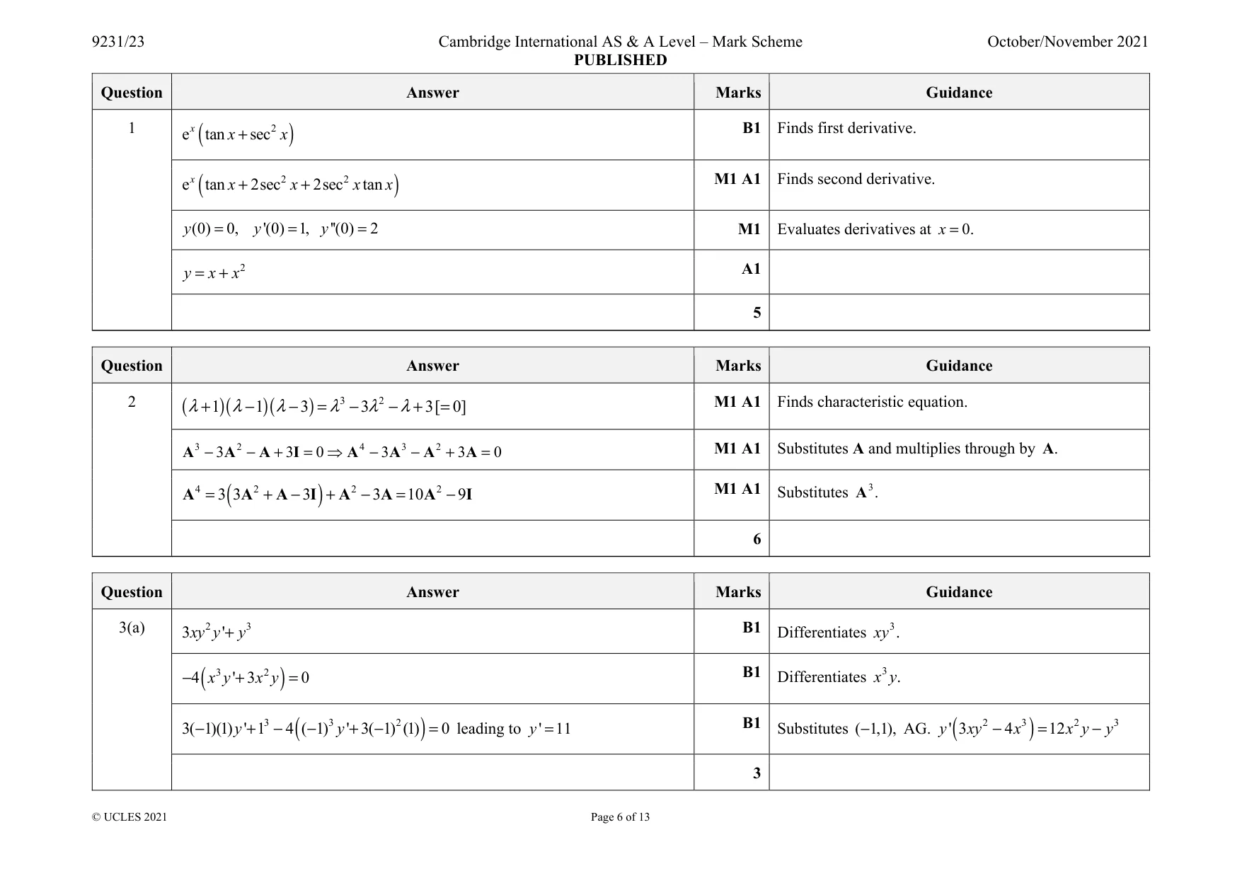 Mark scheme, page 6 of 13
