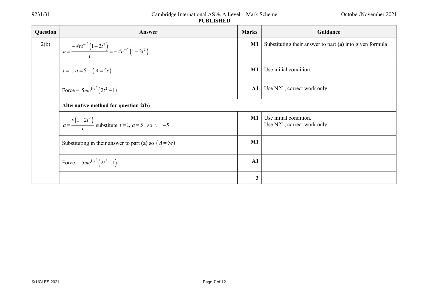 Mark scheme, page 7 of 12