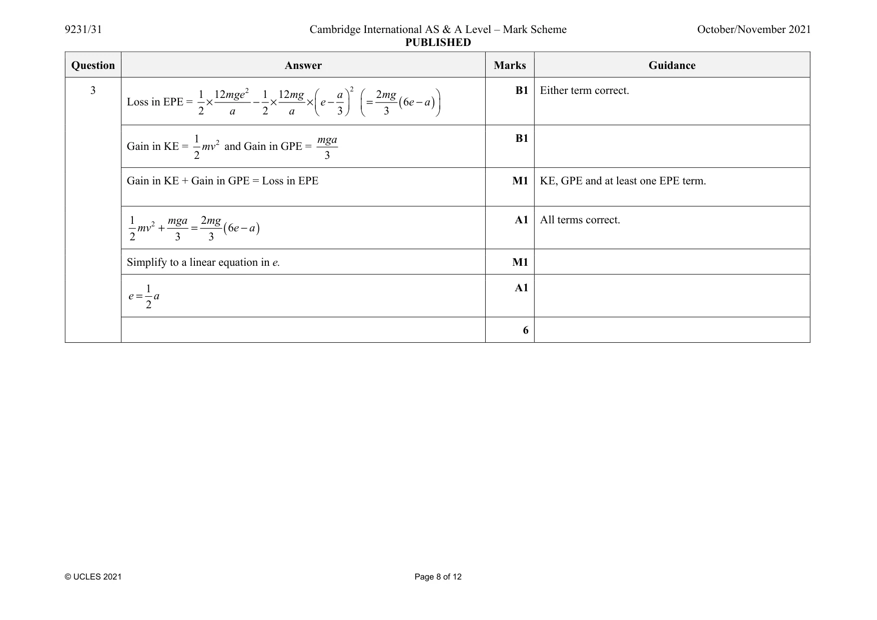 Mark scheme, page 8 of 12