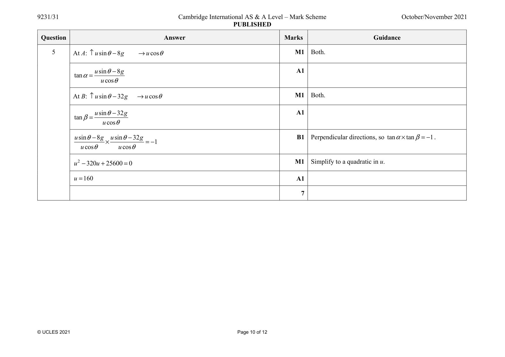 Mark scheme, page 10 of 12