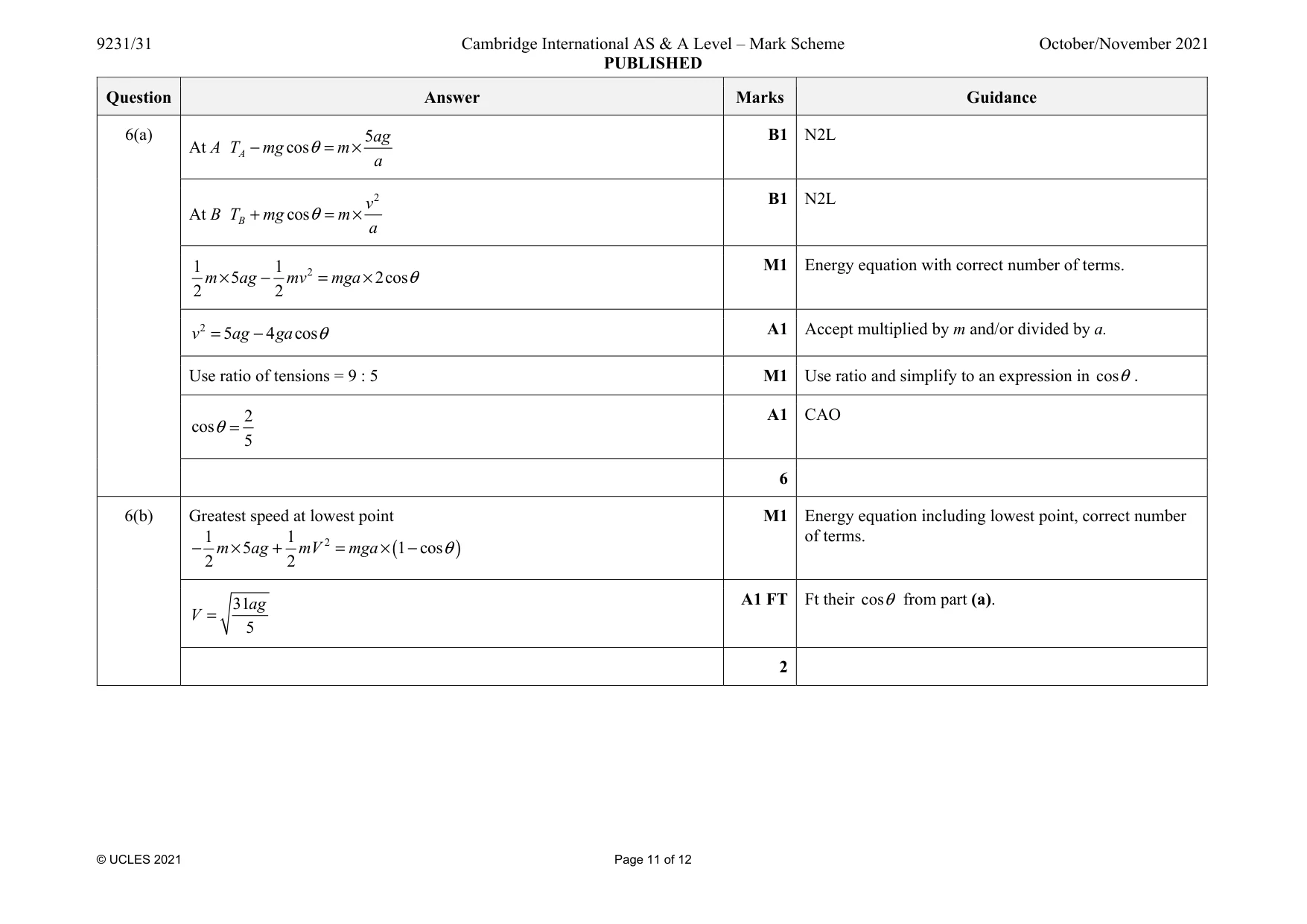 Mark scheme, page 11 of 12