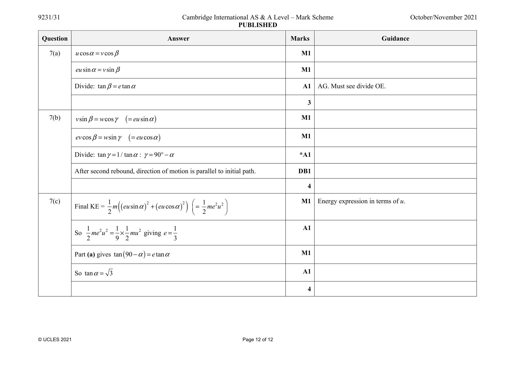 Mark scheme, page 12 of 12