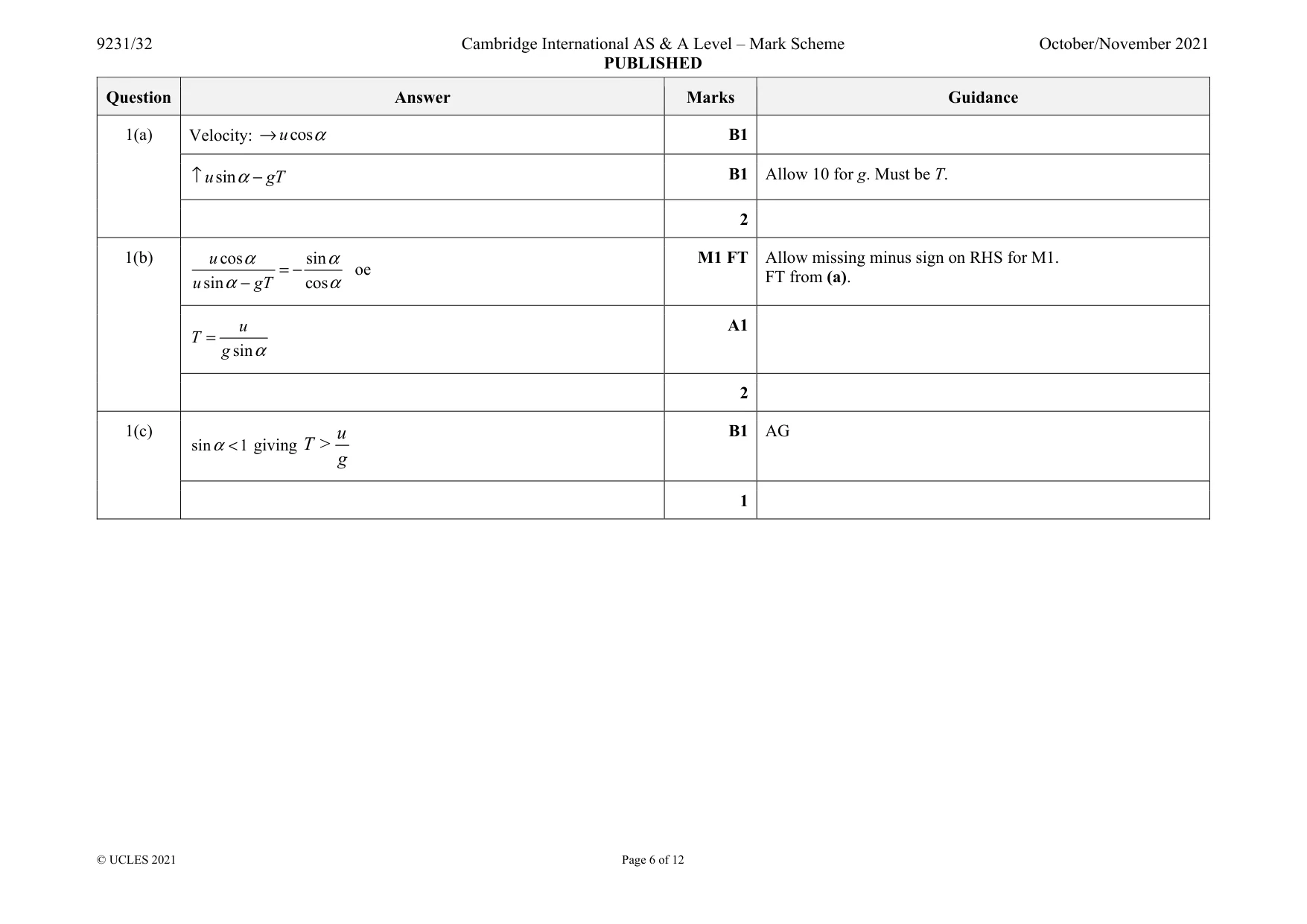 Mark scheme, page 6 of 12