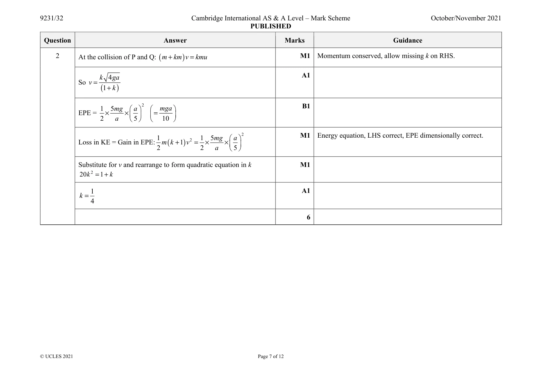 Mark scheme, page 7 of 12
