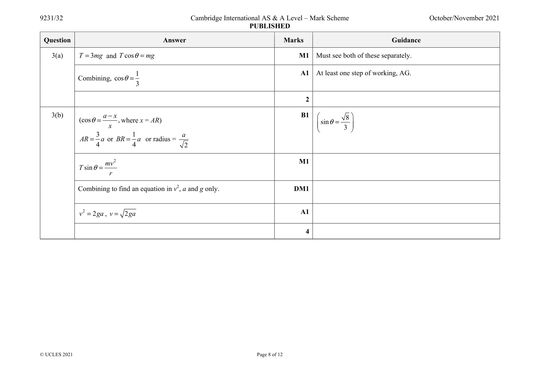 Mark scheme, page 8 of 12
