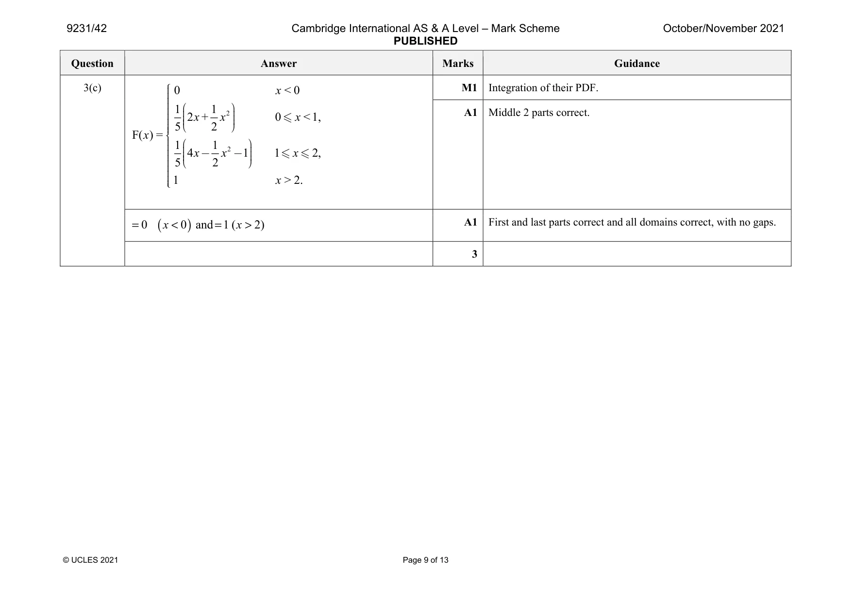 Mark scheme, page 9 of 13