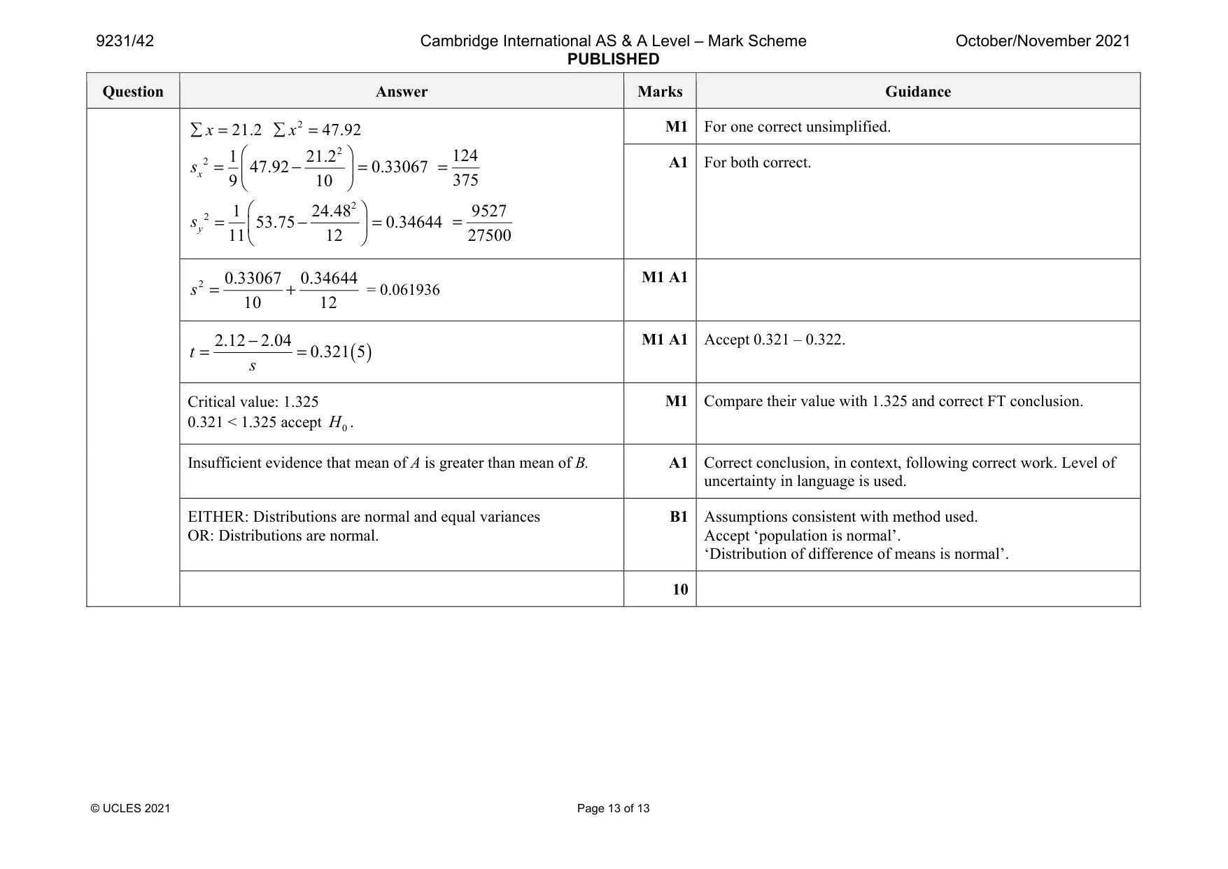 Mark scheme, page 13 of 13