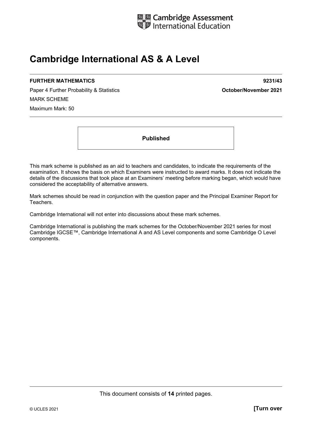 Mark scheme, page 1 of 14